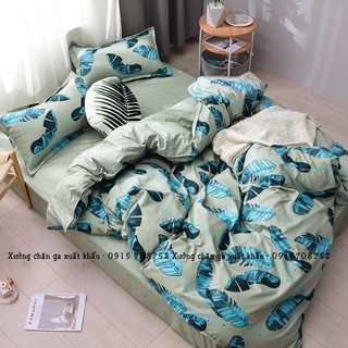 bộ vỏ chăn ga gối lá chuối xanh lá
