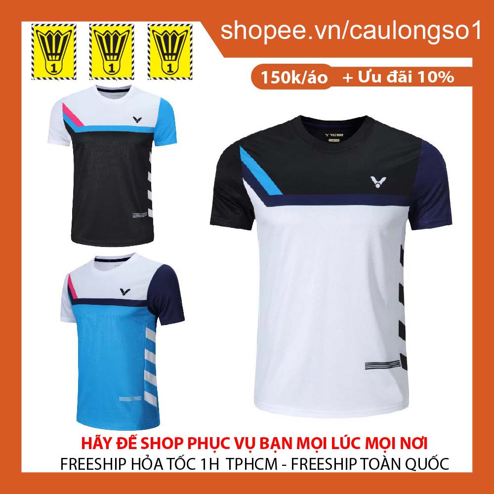 Áo Cầu Lông Nam Nữ Victor 6063 thun lạnh/ mè đẹp, mẫu đẹp 2020, hút mồ hôi tốt