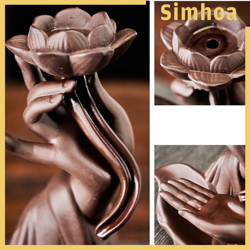 [SIMHOA] Ceramic Backflow Waterfall Incense Burner LED Light