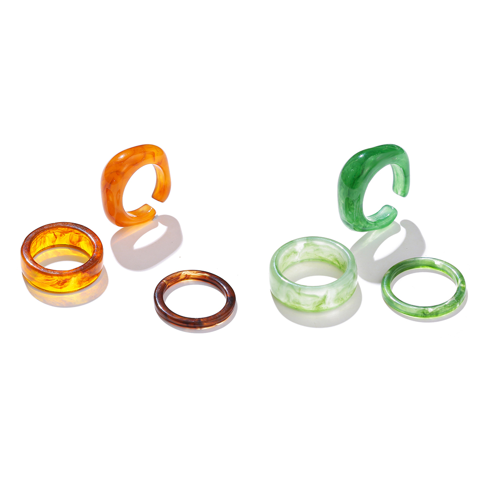 Set Nhẫn Nhựa Resin Trong Suốt Đơn Giản Thời Trang Hàn Quốc Cho Nữ