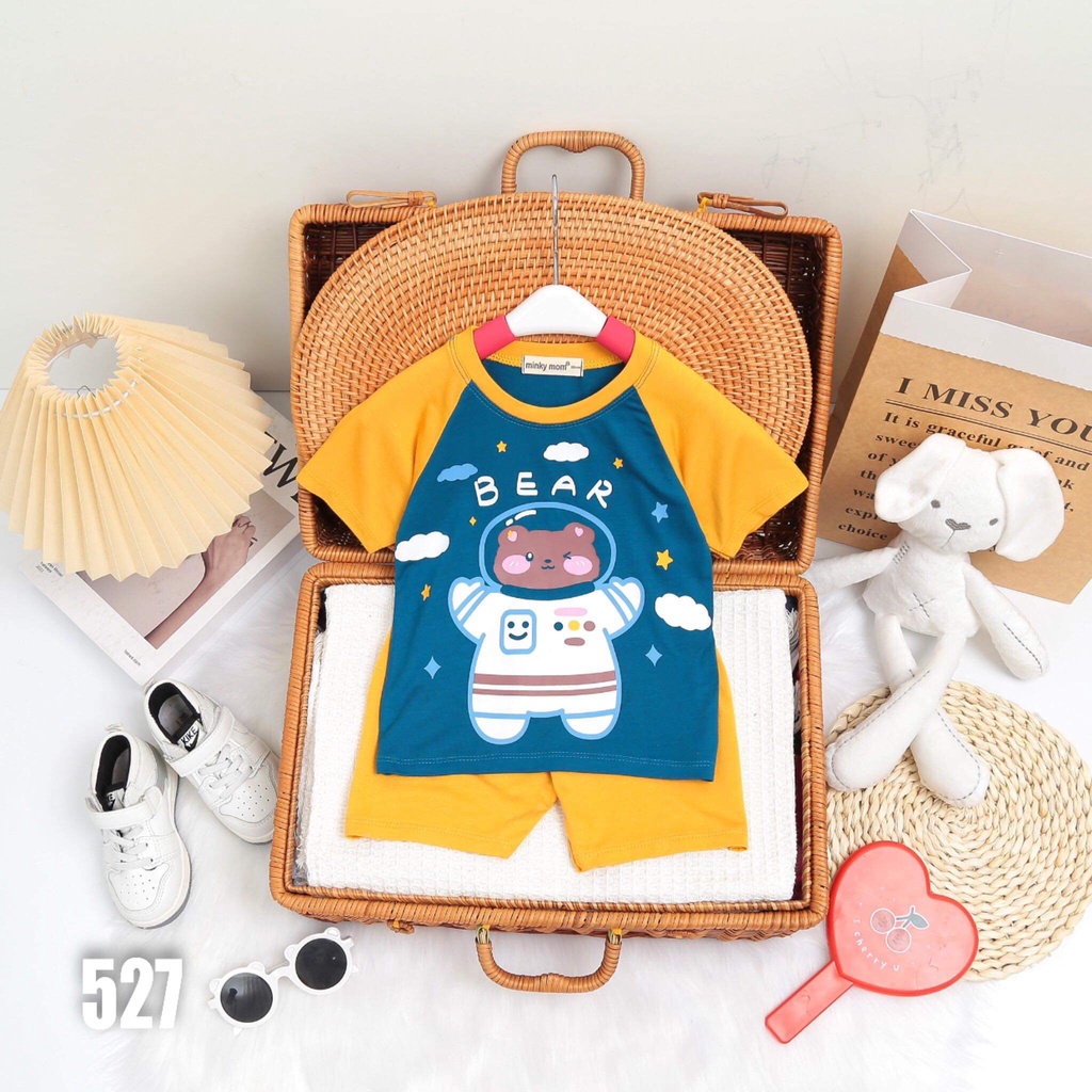 Bộ Ngắn Minky Mom In Họa Tiết Siêu Đẹp, Bé Trai-Bé Gái, 7-19KG.