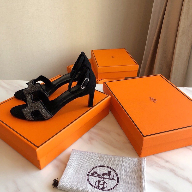 Sandal cao gót Hermes HM  da thật cao cấp nhiều màu siêu sang