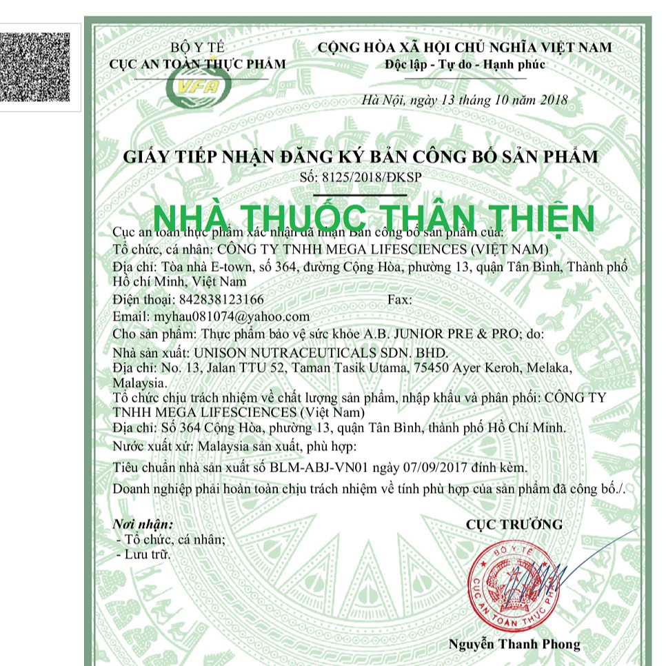 Men vi sinh A B Junior Pre&amp;Pro – Hỗ trợ giảm táo bón, khó tiêu, chướng bụng (10 / 30 gói)