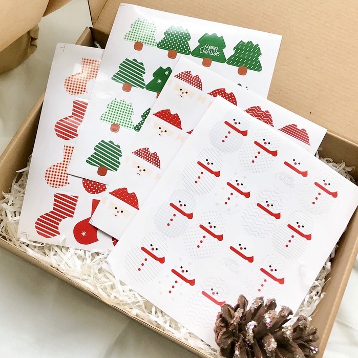 STICKER ÔNG GIÀ NOEL CÂY THÔNG GIÁNG SINH NGƯỜI TUYẾT sticker trang trí chủ đề Noel, Giáng sinh