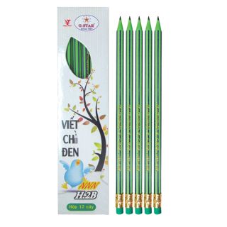 Hộp bút chì G-star NNN (H.2B) 12 cây sọc xanh lá