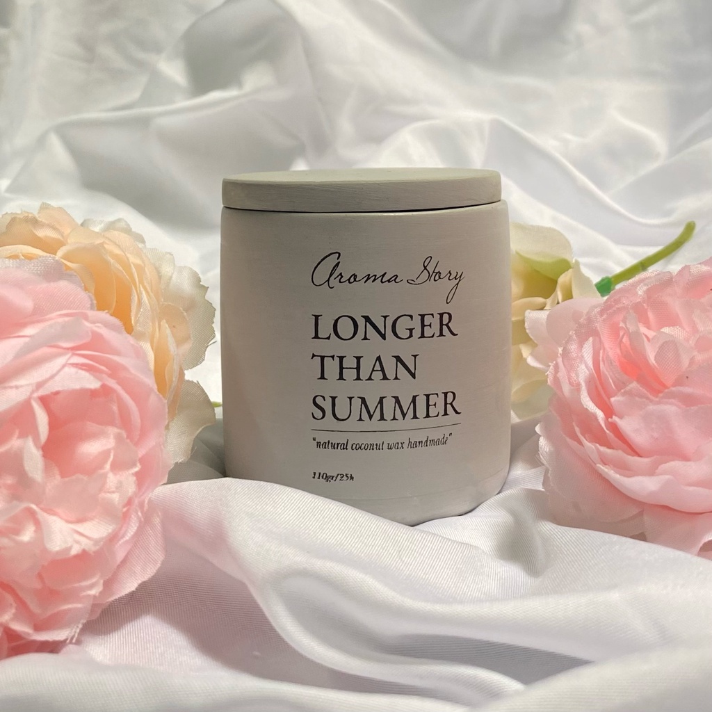 Nến thơm trang trí, cao cấp, tự nhiên Aroma Story hương húng chanh và vỏ quýt Longer Than Summer size 110g