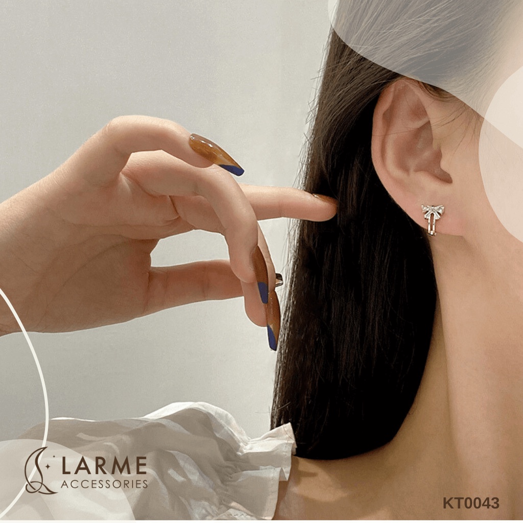 Khuyên tai tròn hình nơ, bông tai nữ nơ tròn Larme Accessories - KT0124