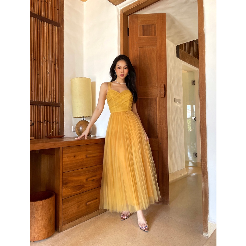 Đầm maxi sunnie lưới ren 2 dây bản to váy dự tiệc HUONG BOUTIQUE - LOVE350