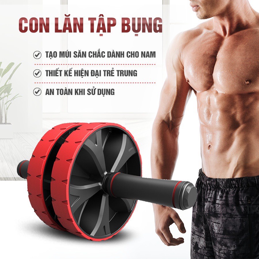 Con lăn tập bụng tặng kèm lót gối, tháo lắp dễ dàng, giúp săn chắc cơ, vóc dáng thon gọn