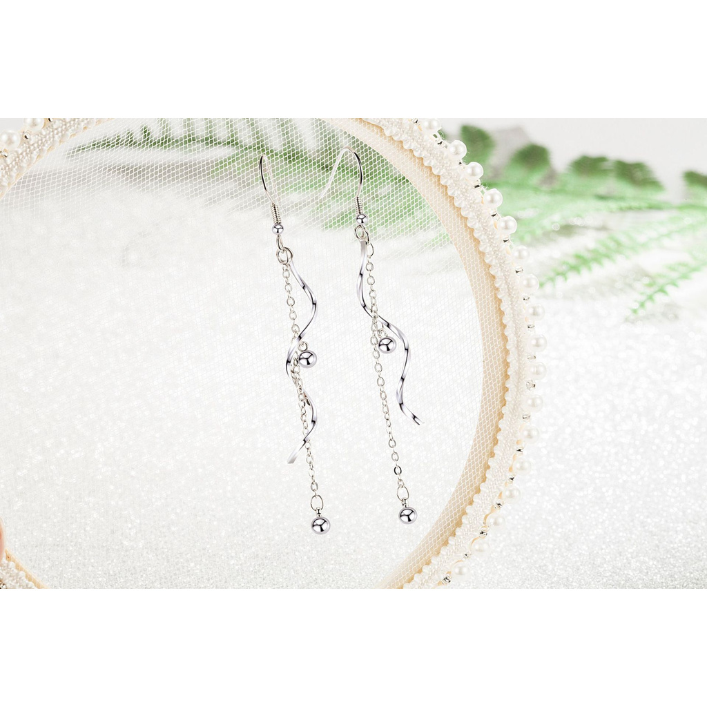 AIFEI♥ Silver 925 Original Wave Qu Mei Earrings Women's Exaggerated Tassel Chain Mid-Length Stud Earrings Ear Hooks Earrings-S1