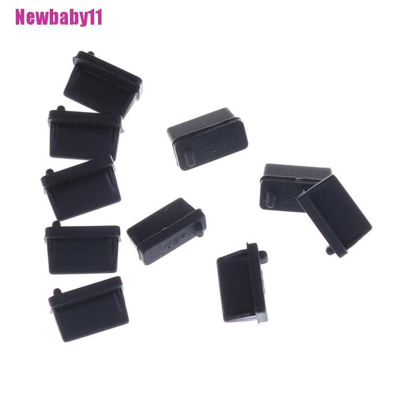 Set 10 Nút Bịt Ổ Cắm USB Chống Bụi Bằng Cao Su Màu Đen Hình Chữ A