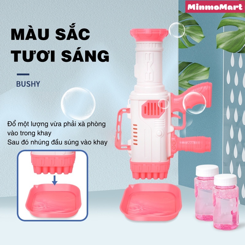 Súng bắn bong bóng xà phòng MinMo,súng phun bong bóng 32 nòng nhiều màu an toàn cho bé