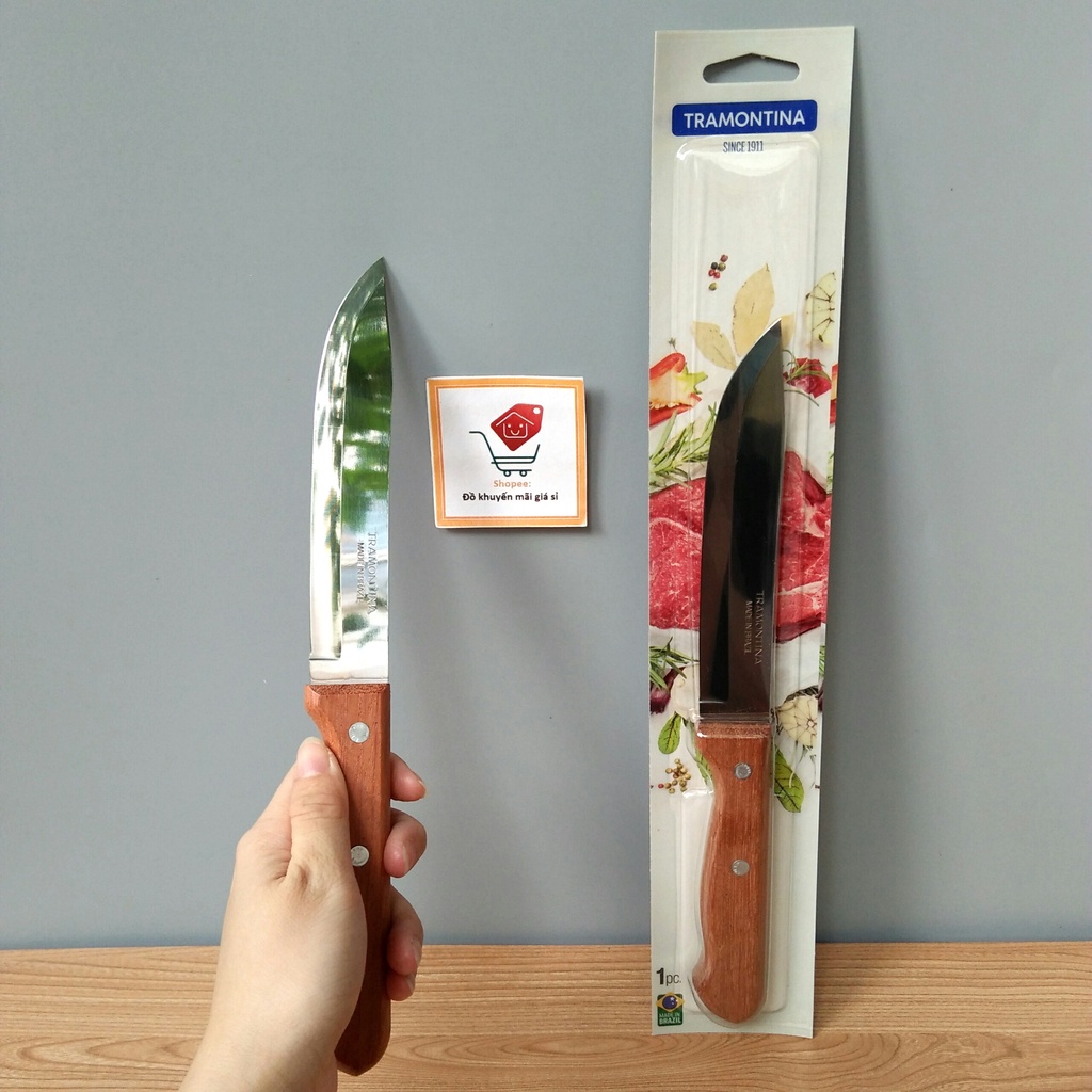 Dao bếp Tramontina kiểu Santoku đa năng 28 cm cán gỗ