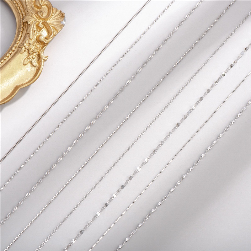 【Còn hàng】 100% 925 bạc Vòng cổ 14-18 inch 0.7-2.5MM Thiết kế / Chiều dài khác nhau Đồ trang sức Phụ nữ Quà tặng chuỗi 8 phong cách