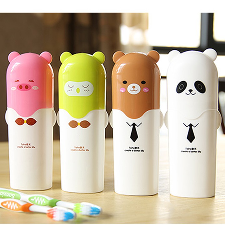 Hộp đựng bàn chải kem đánh răng nhựa hình thú cưng có tai dễ thương chống va đập vệ sinh đi du lịch youngcityshop 30.000