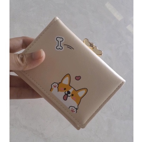 Ví nữ mini cute GENZZZ họa tiết Corgi thiết kế khóa trái tim nhiều ngăn tiện lợi V011