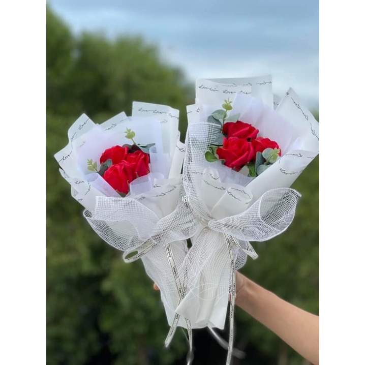 Hoa sáp bó 3 bông sáp sang chảnh, đa dạng mẫu, tặng sinh nhật tặng kèm quà