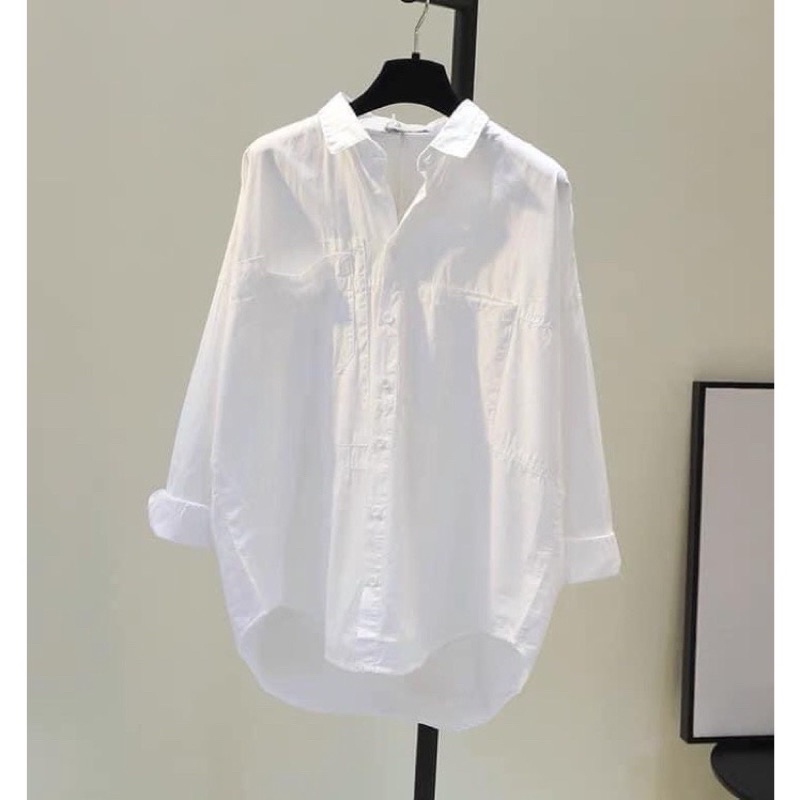 [Mã FAMARAL1 giảm 10K đơn 50K] áo sơ mi dài tay 2 túi siêu xinh học sinh công sở đều mặc thoải mái