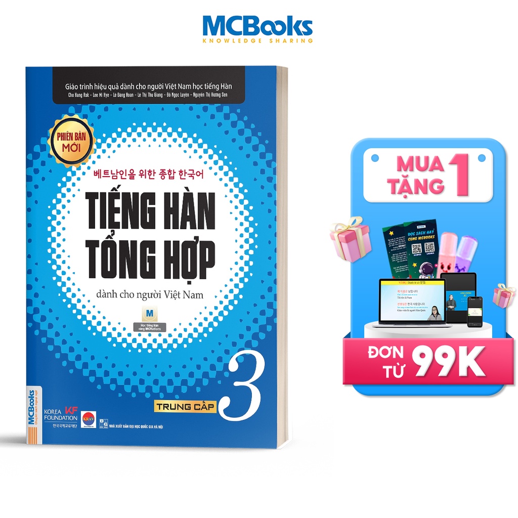 Sách - Giáo Trình Tiếng Hàn Tổng Hợp Dành Cho Người Việt Nam Trung Cấp Tập 3 (Đen Trắng) - Phiên Bản Mới 2020 - Kèm App