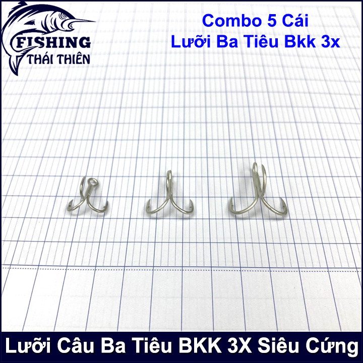 Combo 5 Lưỡi Câu Cá Ba Tiêu Bkk 3X 6063 Thép Trắng Siêu Cứng, Bén Dùng Gắn Mồi Câu Lure, Câu Đơn