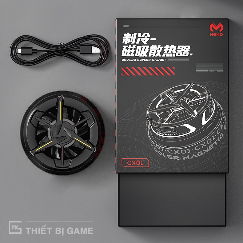 Quạt tản nhiệt gaming Memo CX01 led RGB nam châm sò lạnh siêu mát dành cho điện thoại, máy tính bảng
