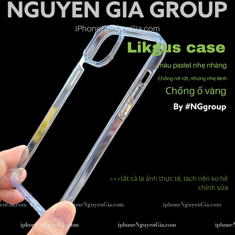 Ốp viền xanh siu mỏng chống ố Likgus iPhone 14 pro max Ốp trong suốt viền màu ip 13 pro max 14 plus nguyễn gia group Q5