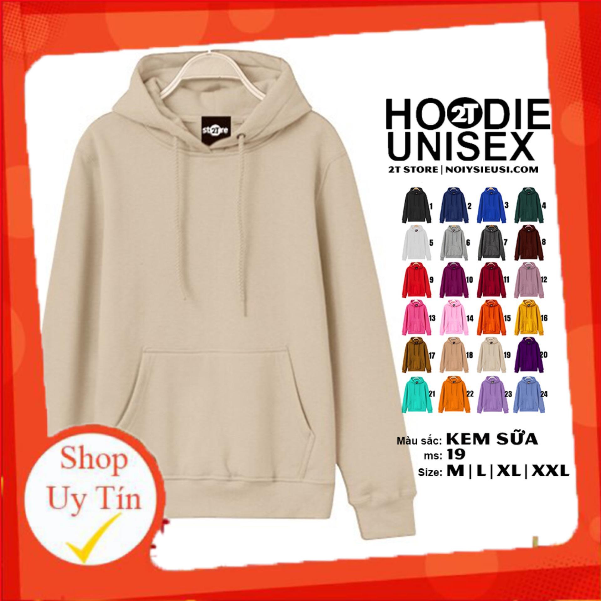 [HOT] Áo Khoác Nỉ Bông Hoodie Trơn Unisex  - Nón May Đắp 2 Lớp - Xỏ Ngón Cái (Kem Sữa)