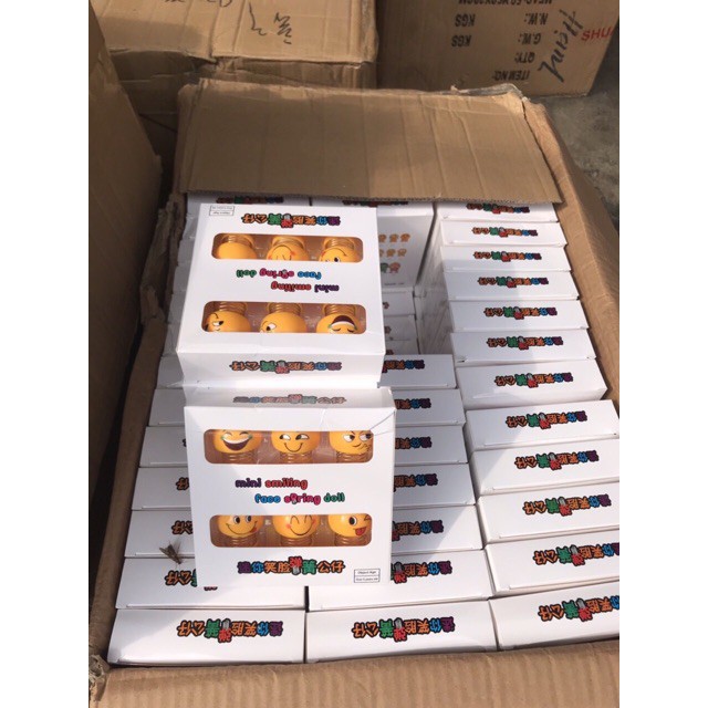 [Freeship]  Hộp 6 thú nhún lò xo emoji 6 sắc thái khác nhau hộp trắng - HUMAN's