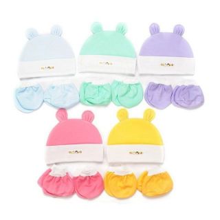 Set 5 bộ bao tay bao chân và mũ cho bé sơ sinh