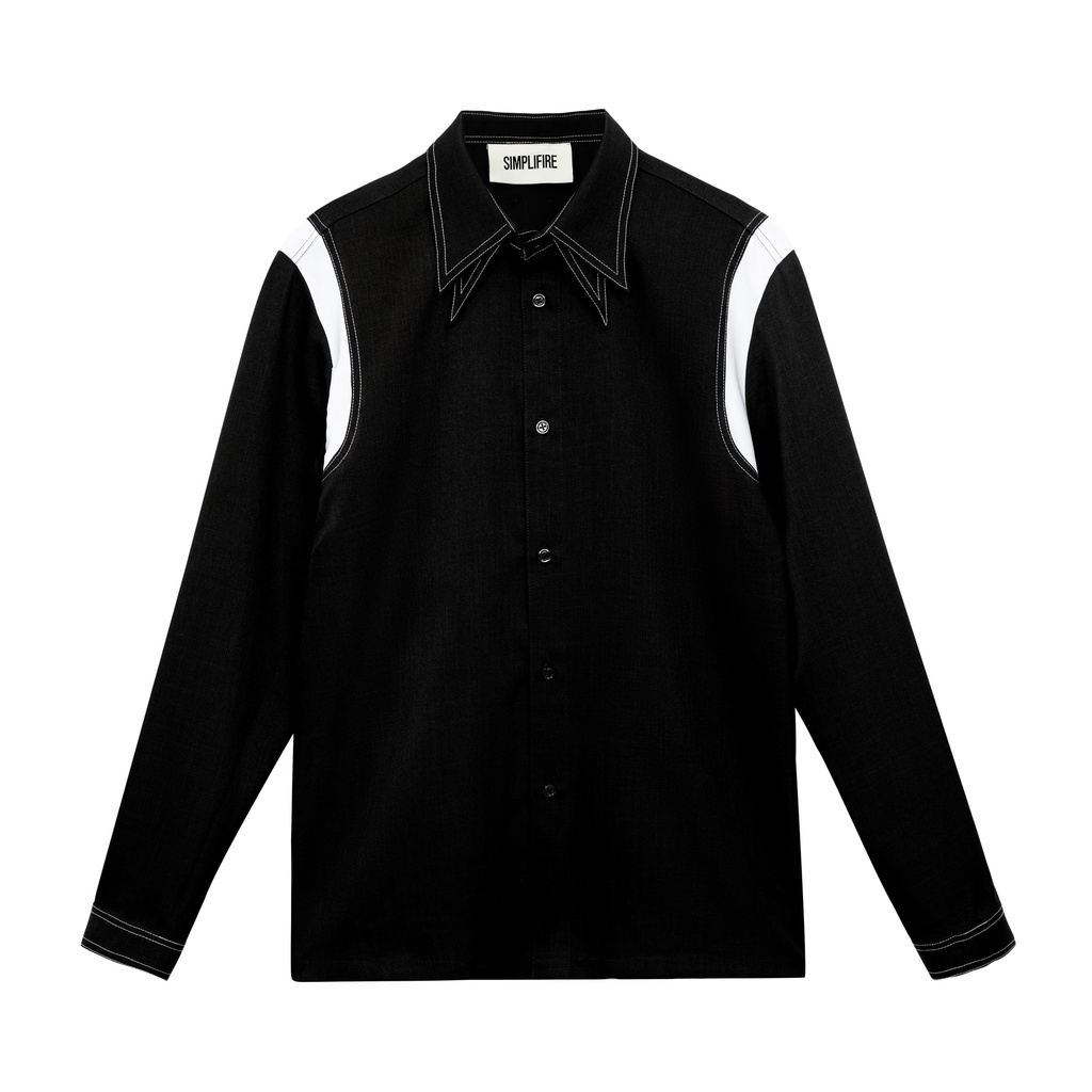 ÁO SƠ MI NAM TAY DÀI HOẠ TIẾT THIẾT KẾ "DEJA VU" SIMPLIFIRE NÂU/ ĐEN