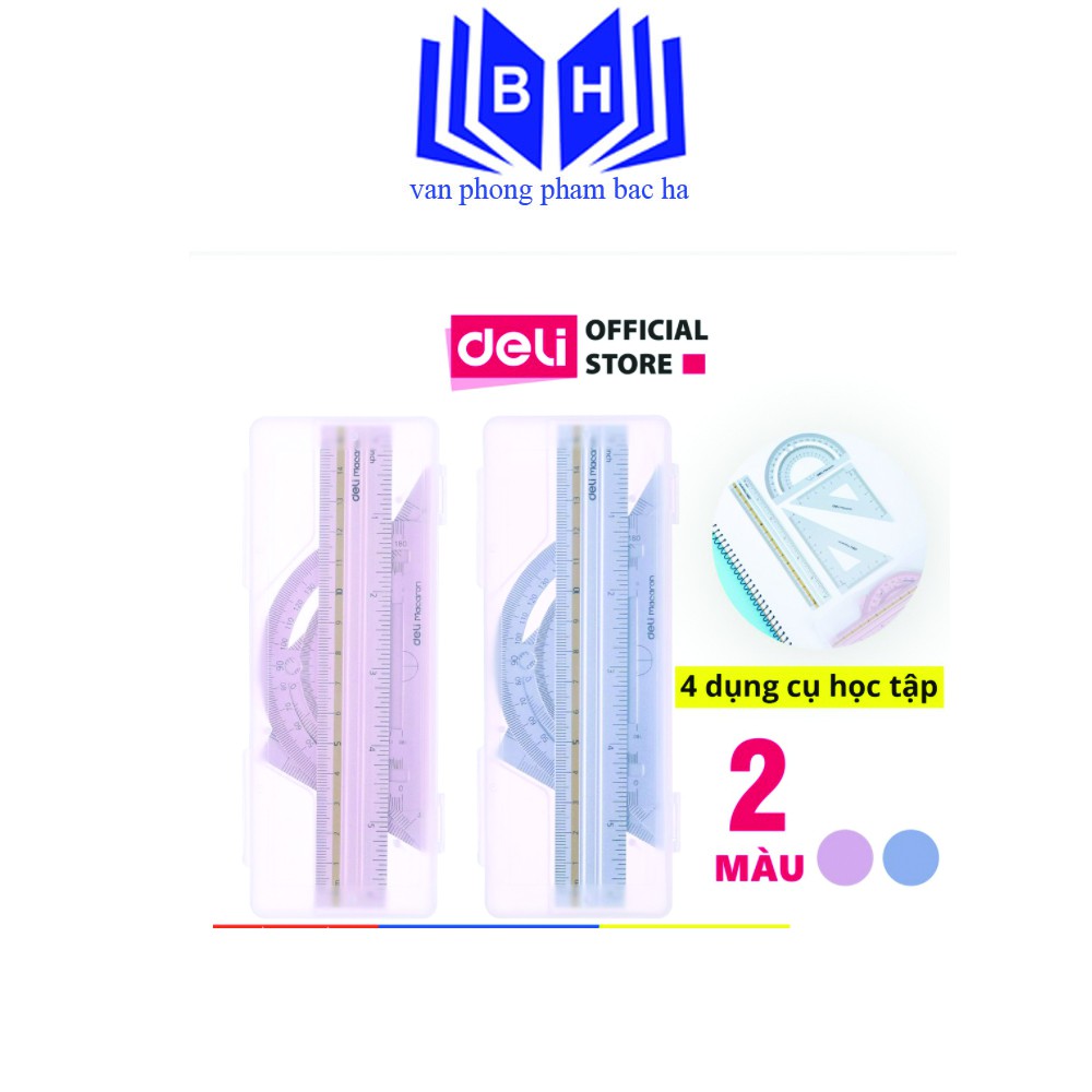 Bộ Eke Thước Kẻ Nhôm Deli EG02404 Bộ Eke Nhôm Gồm 4 Dụng Cụ Là Lựa Chọn Yêu Thích Của Các Bạn Nhỏ