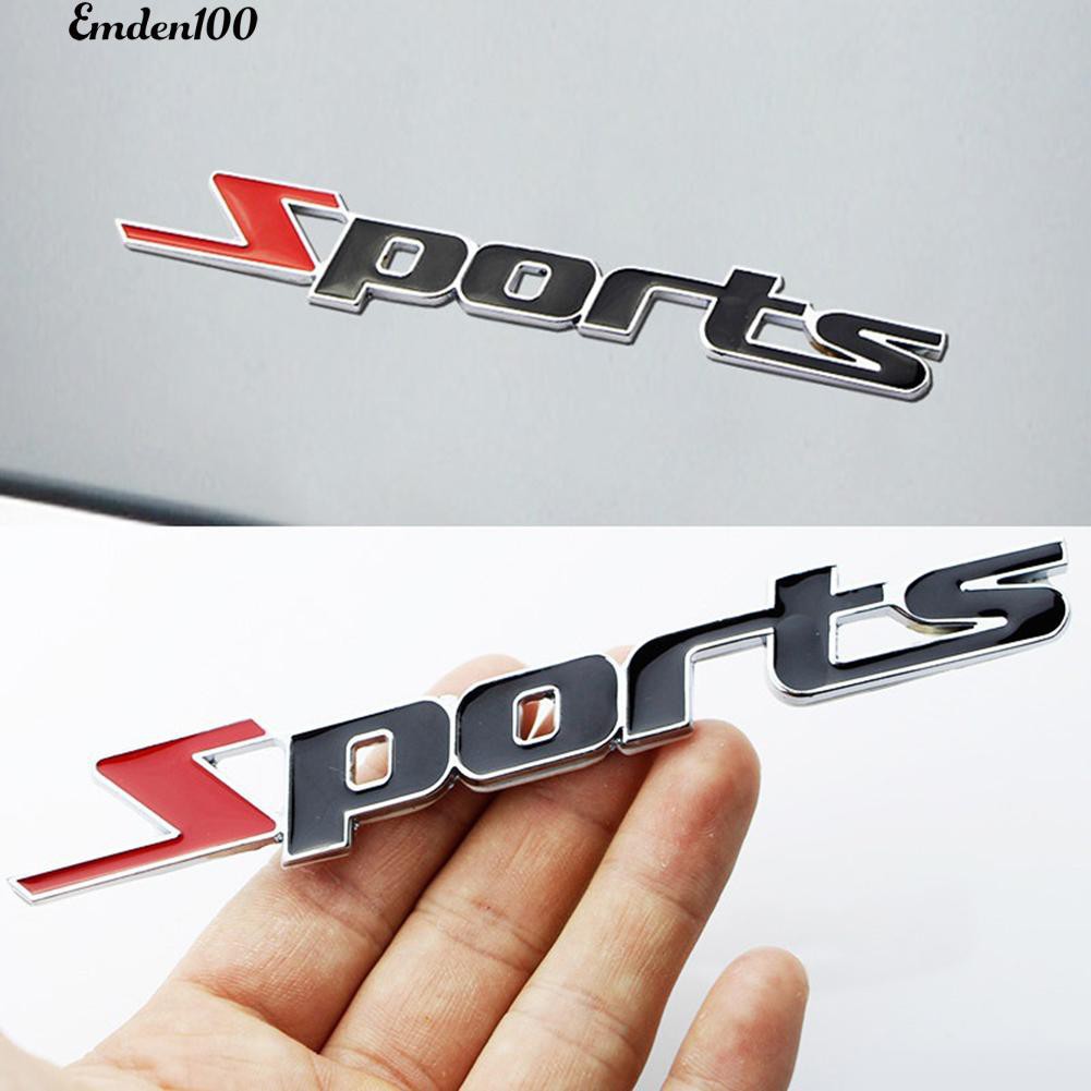 Logo chữ Sports 3D Bằng Kim Loại Dán Xe Hơi