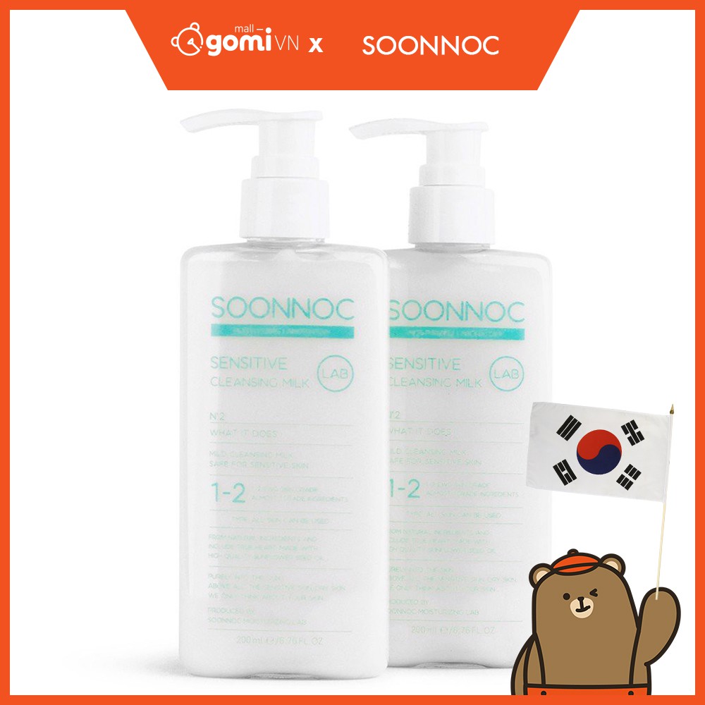 Combo Sữa Tẩy Trang Cho Da Nhạy Cảm Soonnoc Sensitive Cleansing Milk GomiMall