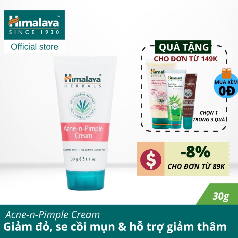 Kem chấm mụn giảm thâm sạch mụn Himalaya Acne-n-Pimple Cream 30g