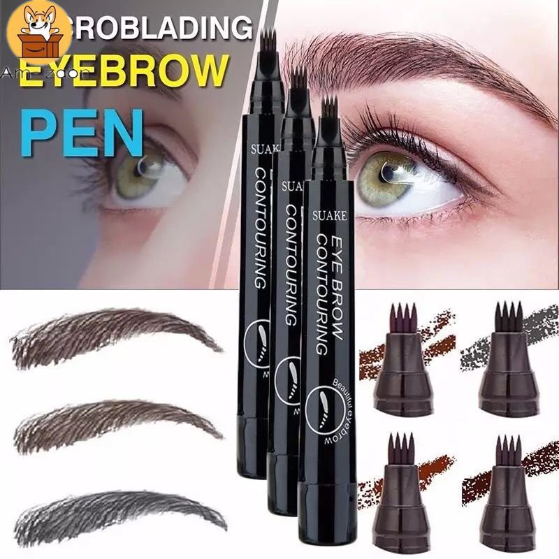 Bút Kẻ Lông Mày Dạng Lỏng Thiết Kế 4 Đầu Chống Thấm Nước Lâu Trôi Trang Điểm Chuyên Nghiệp