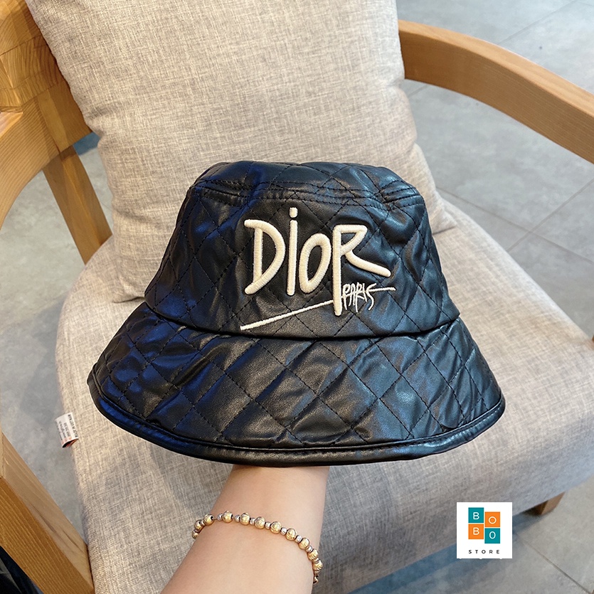 Mũ bucket da trần trám  logo thêu hàng quảng châu cao cấp cực sang trọng