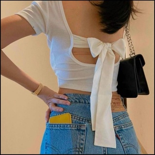 [FREESHIP ĐƠN TỪ 50K] Áo Croptop Buộc Nơ Lưng Siêu XAinh