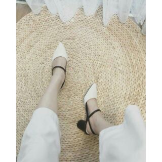 Giày sandal bít mũi 5 cm da lì