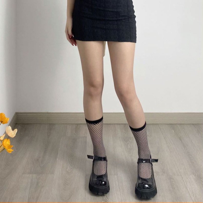 Xiangbao Tất Lưới Cỡ Nhỏ Họa Tiết Houndstooth Phong Cách Harajuku Cho Nữ Sinh