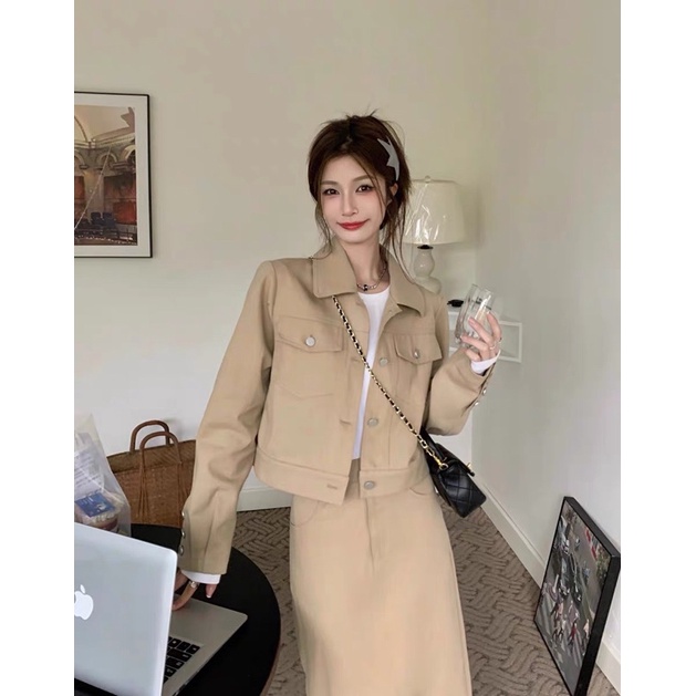 [328] Set Nhung Tăm 2 Món Áo Khoác Mix Chân Váy Dài Dày Dặn 3 Màu Có Ảnh Thật