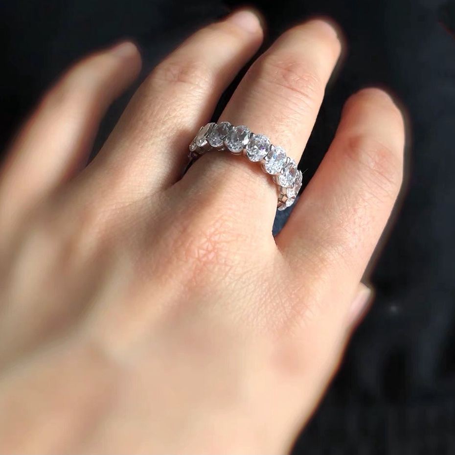 Nhẫn nữ bạc Ý S925 MiASJ N187 đính đá hình trám sang trọng, cao cấp