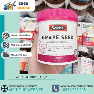 Tinh chất hạt nho Grape Seed hàm lượng cao - Swisse Grape Seed 14250mg 300 viên Úc❤️Hàng chính hãng, đủ bill❤️ đẹp da
