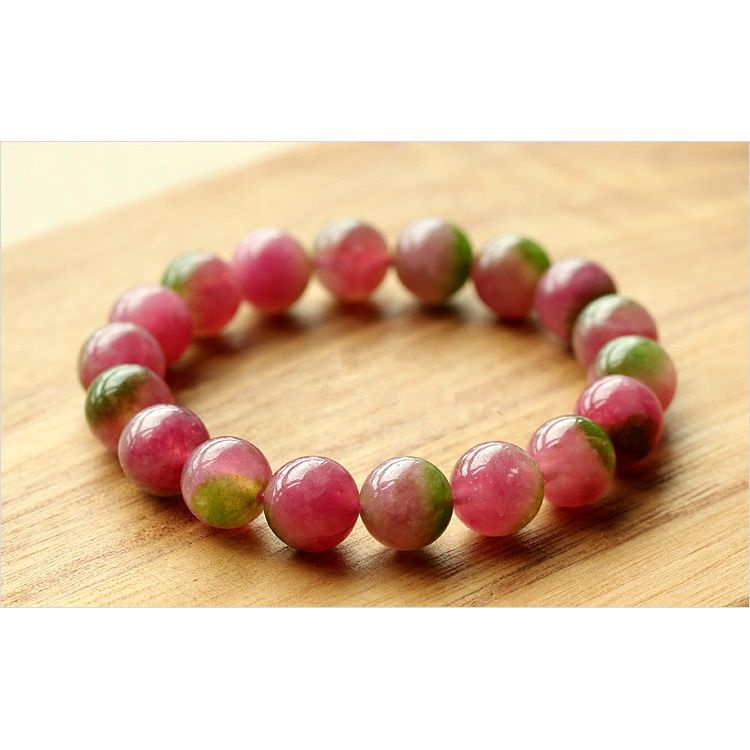 Vòng Tay Dưa Hấu Chalcedony Tự Nhiên Màu Hồng Pha Lê Hồng