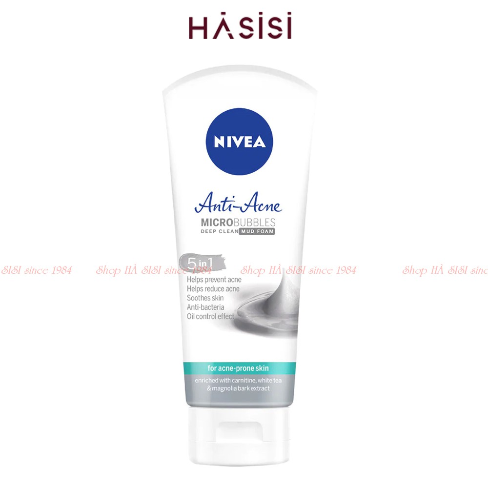 ( Bb221 ) Sửa Rữa Mặt Khoáng Chất Giúp Ngừa Mụn NIVEA ANTI-ACNE MICRO BUBBLES DEEP CLEAN MUD FOAM  100g ( Linhnam_SPA )