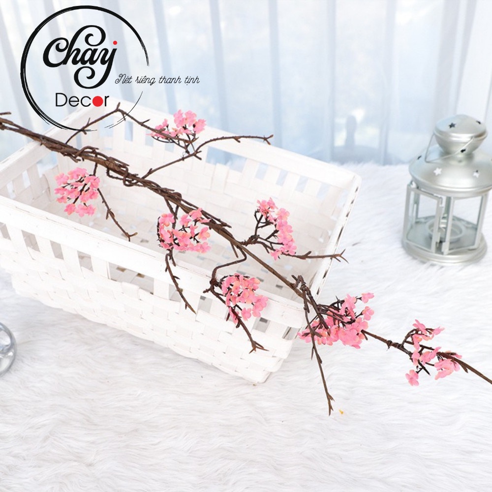 Hoa Tuyết Mai Giả Hoa Đào Giả Ngày Tết Cành Hoa Lụa Trang Trí Nhà, Phòng, Đèn Led, Lũa, Tượng