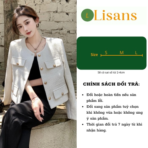Áo dạ tweed dáng ngắn nữ Hàn Quốc ADN005