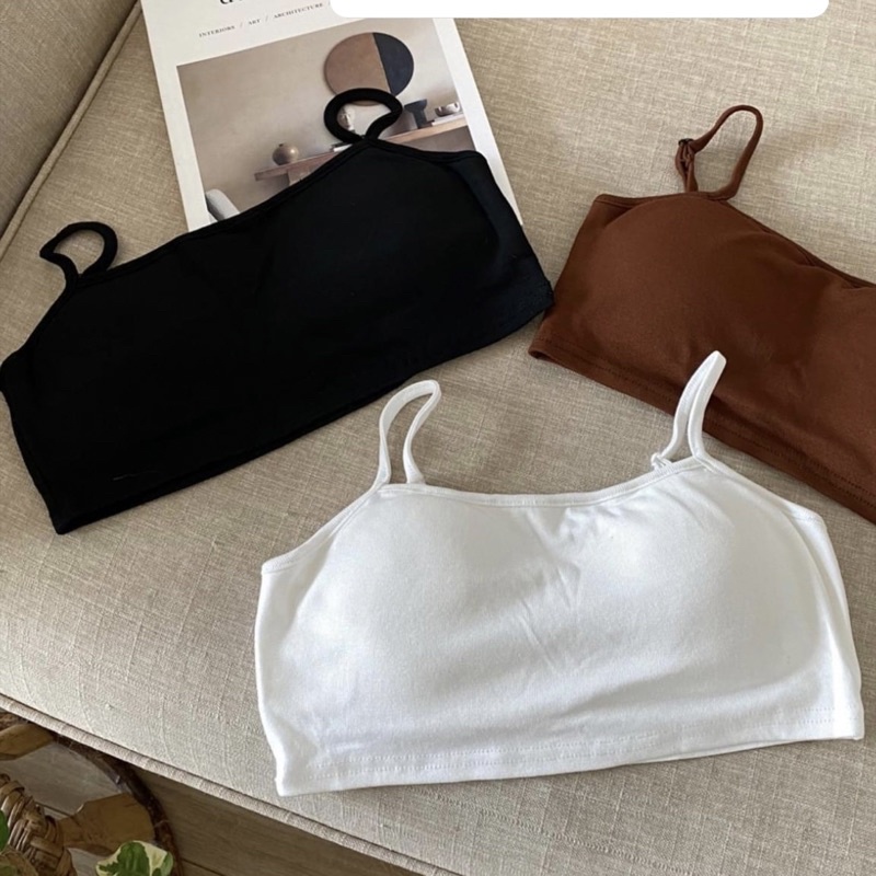 Áo bra nữ cotton dày dặn co giãn có mút form croptop