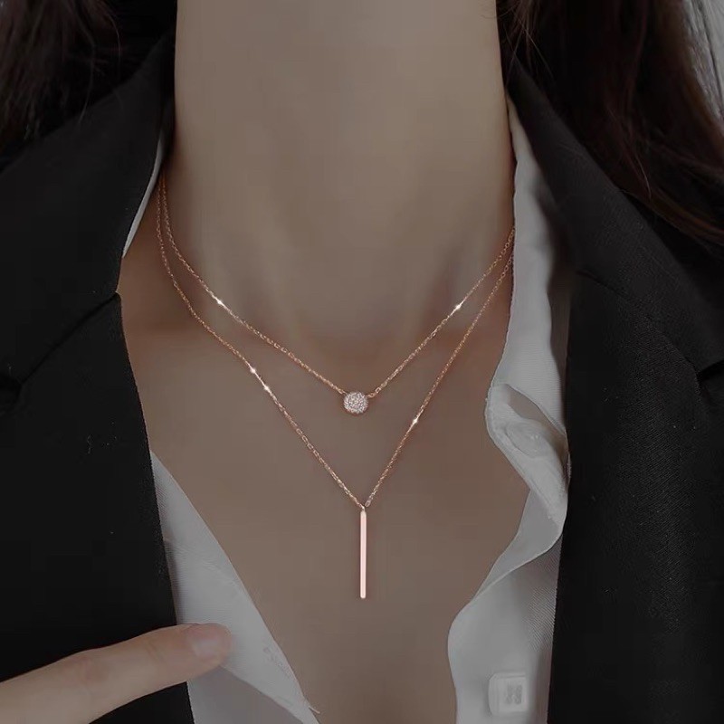 dây chuyền tròn đá layer 2 lớp