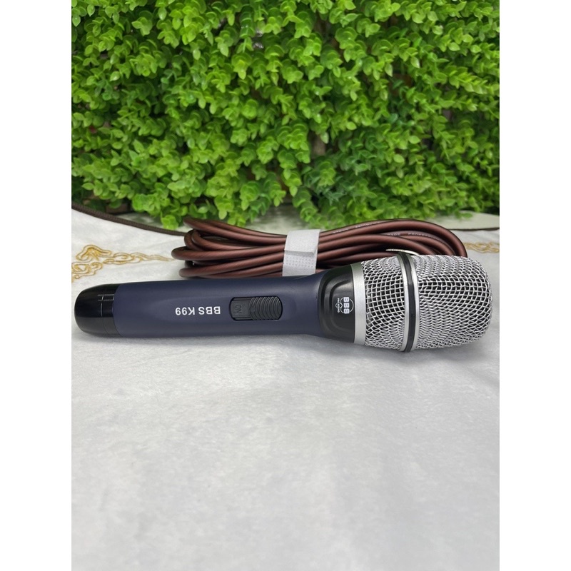 Micro Có Dây BBS K99 Tay INOX Sơn Tĩnh Điện.Hát Nhẹ,Bắt Nhạy,Hút Giọng,Chống Hú Tốt,Dây Dài Vỏ 3 Lớp Chống Xoắn