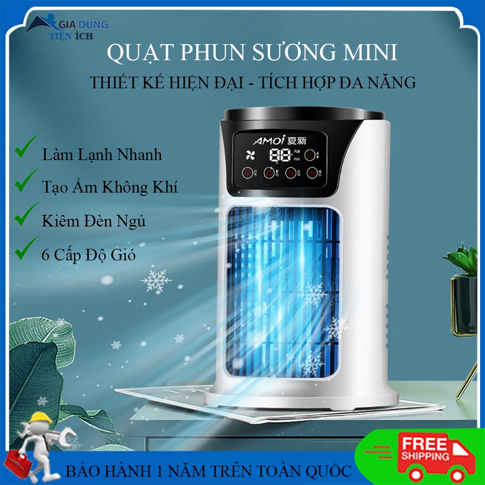 Quạt hơi nước mini để bàn kết hợp đèn ngủ - Quạt phun sương quạt điều hoà không khí làm mát tạo ẩm . Bảo hành 12 tháng .